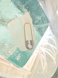 Image 2 of 14k safety pin diamond earring