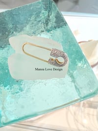 Image 1 of 14k safety pin diamond earring