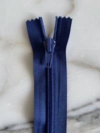 Blå - plastik spiral lynlås - IKKE delbar - 25 cm