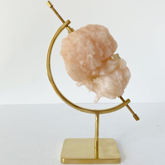 Image of Stilbite/Green Apophyllite no.73 + Brass Arc Stand