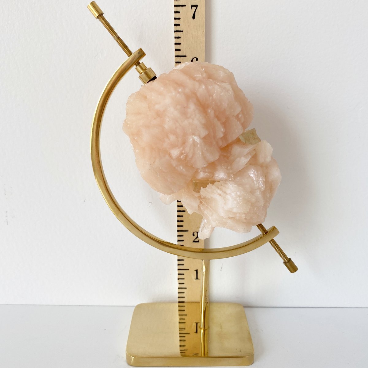 Stilbite/Green Apophyllite no.73 + Brass Arc Stand