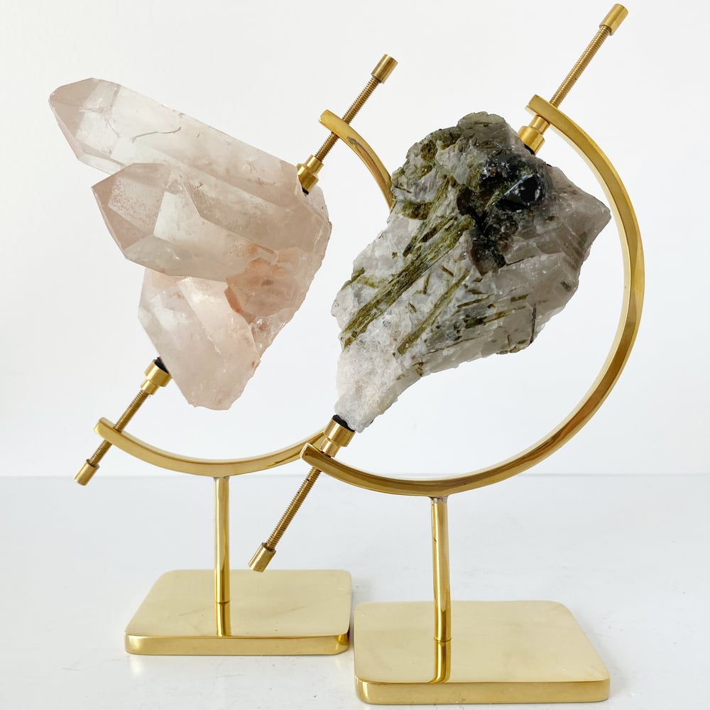 Image of Green Tourmaline no.23 + Brass Arc Stand