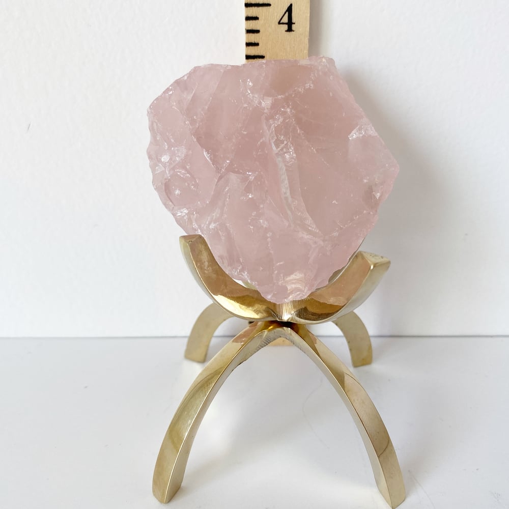 Image of Rose Quartz no.96 + Brass Claw Stand