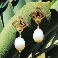 Image 1 of AZTECAH Earring Petite with Oval Pearl