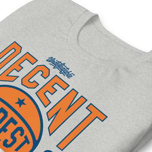 "Art & Basketball Camp" Unisex t-shirt (Orange&Blue on Heather Athletic)
