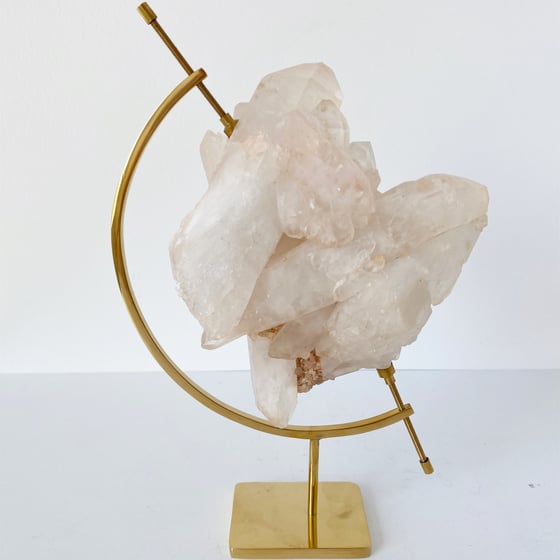 Image of Pink Quartz no.69 + Brass Arc Stand