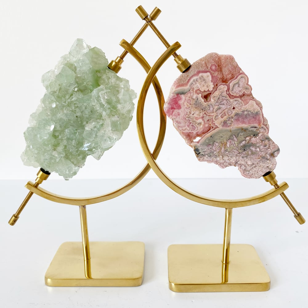 Image of Rhodochrosite no.12 + Brass Arc Stand