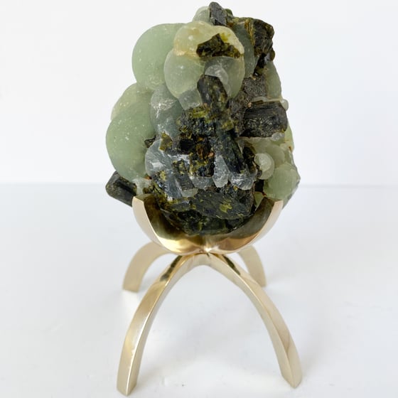 Image of Epidote/Prehnite Botryoidal no.07 + Brass Claw Stand
