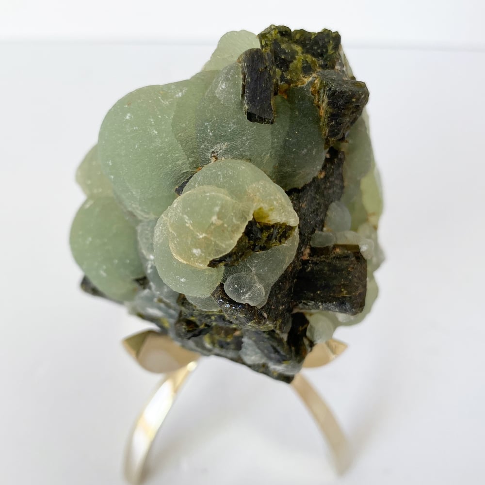 Image of Epidote/Prehnite Botryoidal no.07 + Brass Claw Stand
