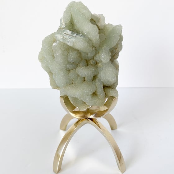 Image of Prehnite no.92 + Brass Claw Stand