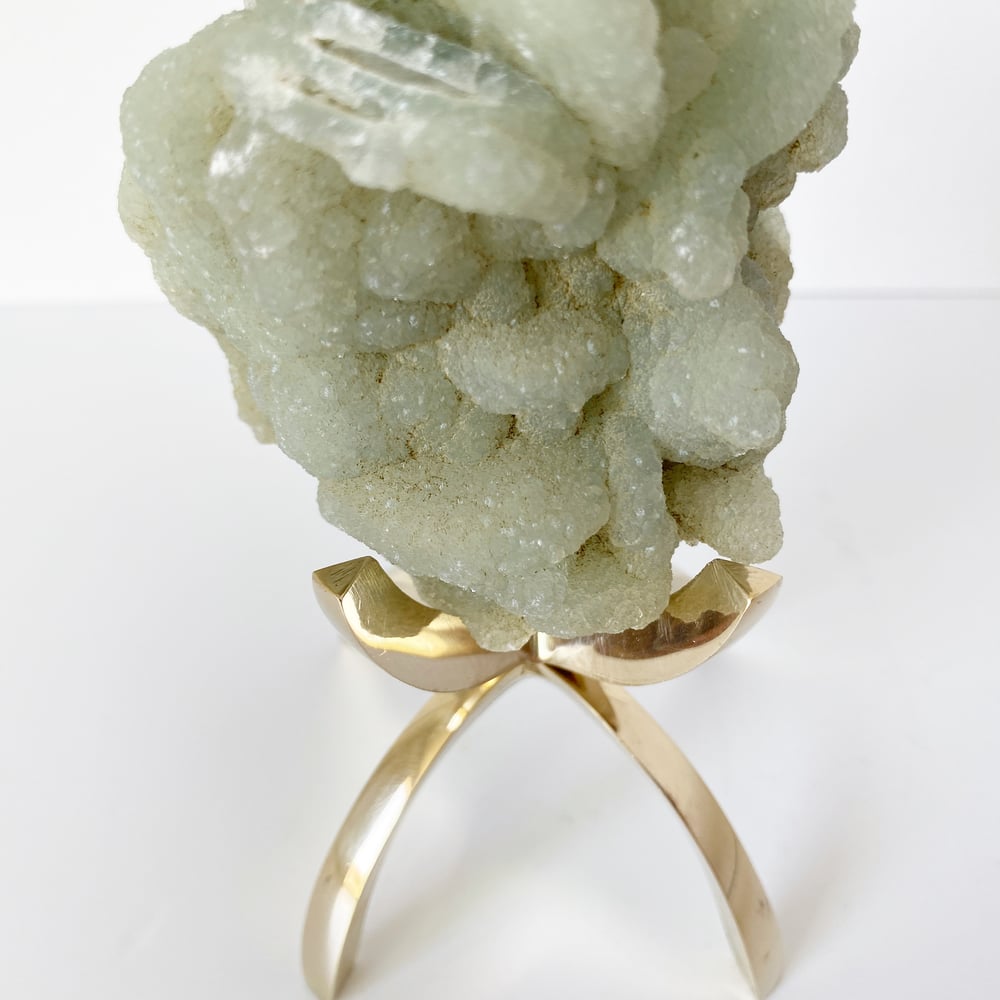 Image of Prehnite no.92 + Brass Claw Stand