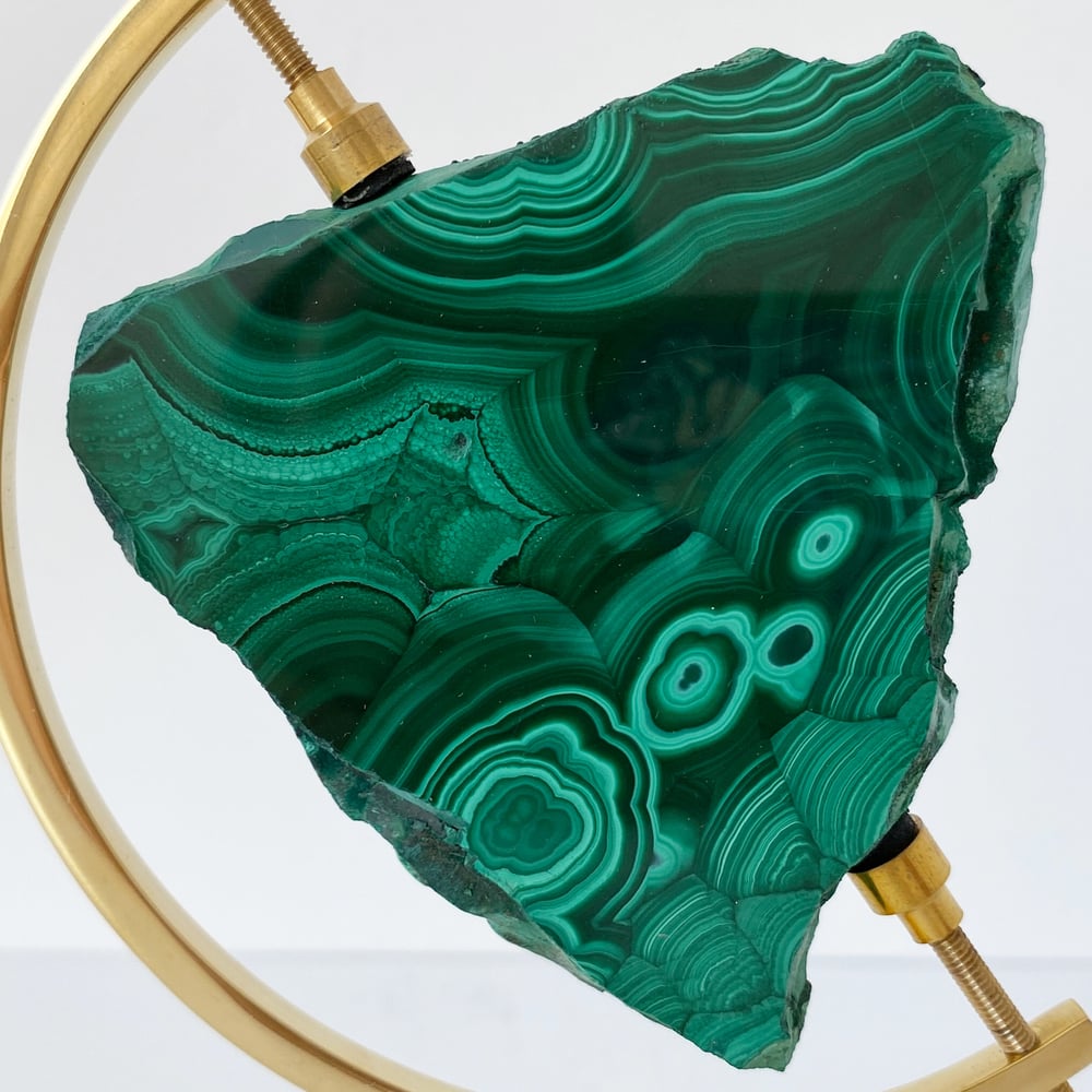 Image of Malachite no.31 + Brass Arc Stand