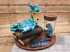 Large Blue and Gold Dragon Dice Holder - Polymer Clay Sculpture