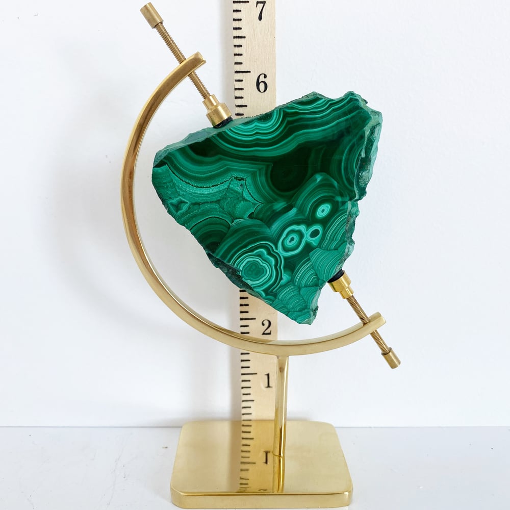 Image of Malachite no.31 + Brass Arc Stand