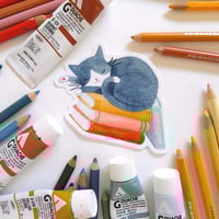 Image 4 of Cat and Books Sticker 