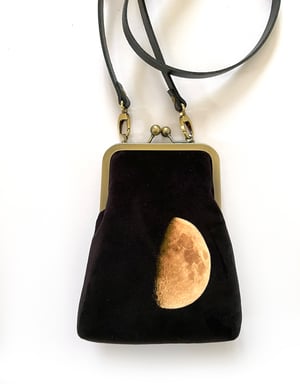 Image of Moon, slim velvet shoulder bag with crossbody strap