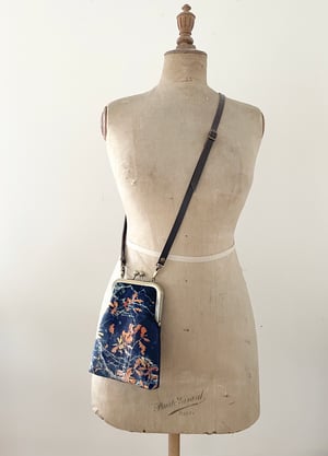 Image of Oak, slim velvet shoulder bag with leather strap