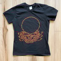 Image 1 of Skull Head on Black T-shirt w/ Orange Print - Women's S