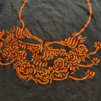 Image 2 of Skull Head on Black T-shirt w/ Orange Print - Women's S