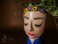 Image 1 of COMMISSION ARTWORK Quirky plant pot with face Gosia