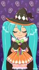 Image 1 of Halloween Hatsune Miku animated Lock Screen 