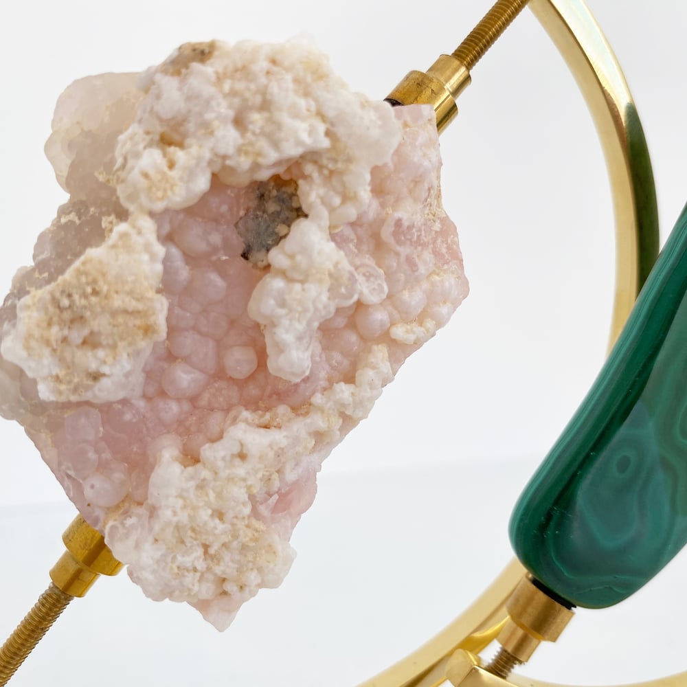 Image of Pink Opal no.32 + Brass Arc Stand