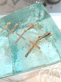 Image 2 of 14K solid gold simple cross pendant 