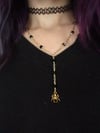 Lariat style black & gold spider necklace 