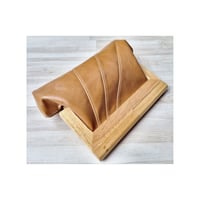 Image 2 of Caramel Leather & Timber Clutch