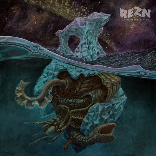 Image of REZN - Calm Black Water. LP. Crystal clear, transparent blue, white marbled. PRE-ORDER!