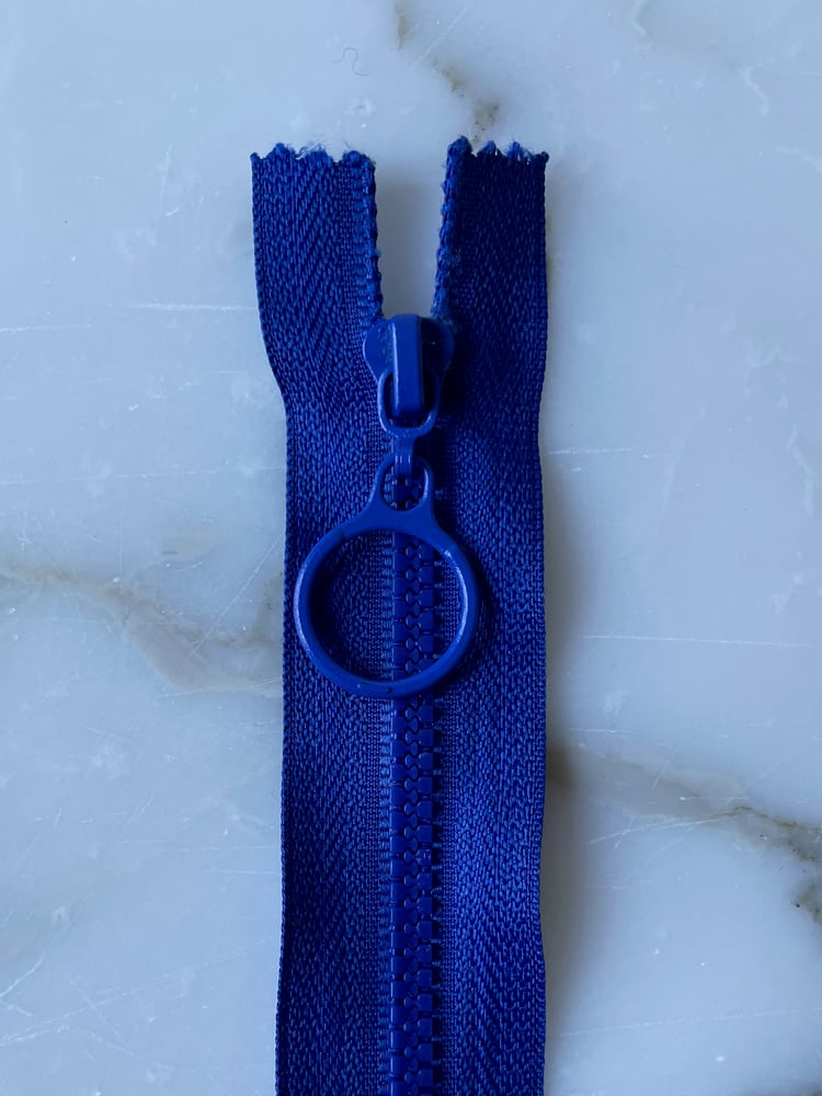 Image of Plastik lynlås med ring - Koboltblå