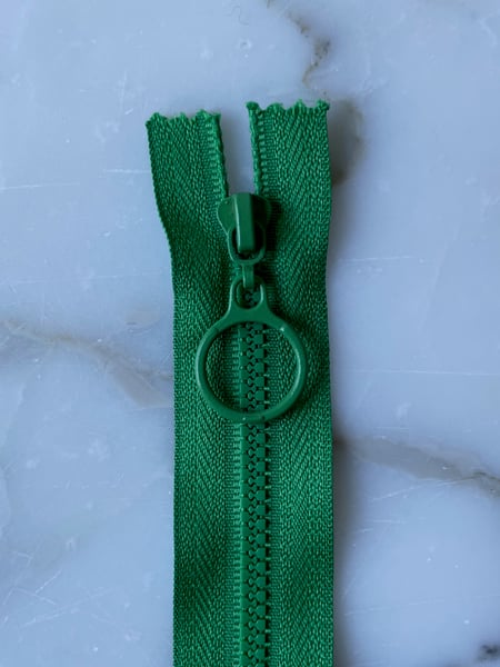 Image of Plastik lynlås med ring - Grøn