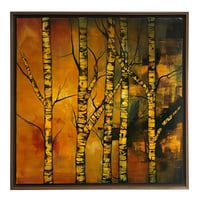 Image 1 of Original Canvas - Silver Birch on Prussian Blue/Ochre/Gold - 30" x 30"