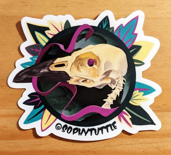 Image of Raven Skull Sticker 