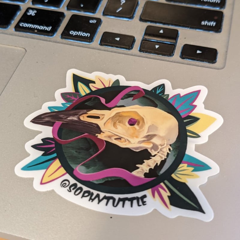 Image of Raven Skull Sticker 