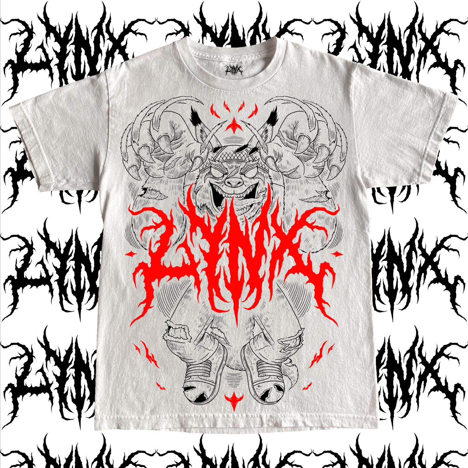 favorit filosofisk alene White & Red "Heavy Metal" Lynx T - Shirt | LynxClothing