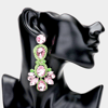 Rhinestone Pink & Green AKA Chandelier Earrings/Bling AKA Earrings/AKA Gift