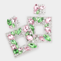 Rhinestone Pink & Green AKA Chandelier Earrings/Bling AKA Earrings/AKA Gift