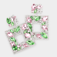 Image 2 of Rhinestone Pink & Green AKA Chandelier Earrings/Bling AKA Earrings/AKA Gift