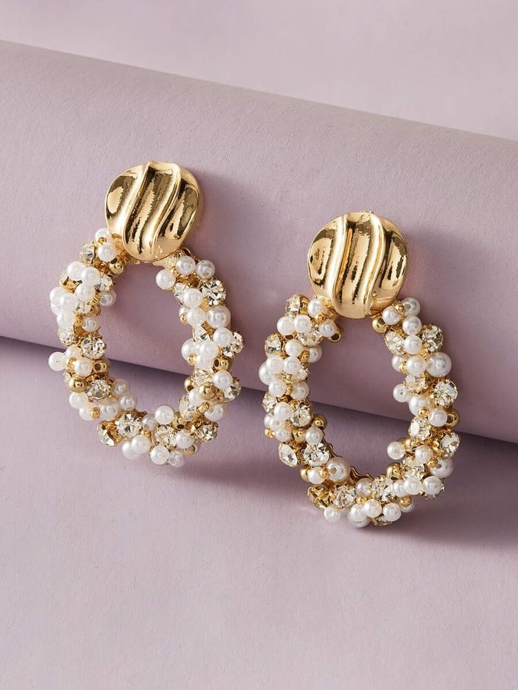 Image of Diamond Pearl Earrings 