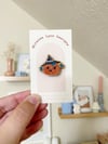 Pumpkin Witch Wooden Pin