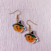 Pumpkin Witch Acrylic Charm Earrings
