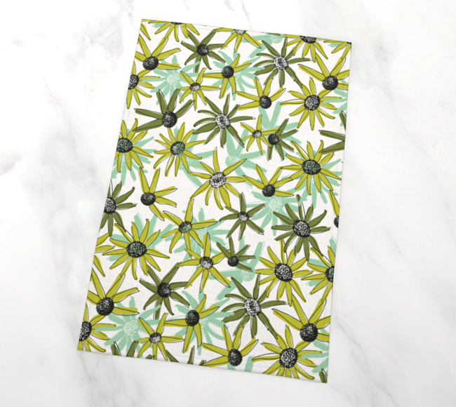 Rudebeckia Tea Towel (Teal)