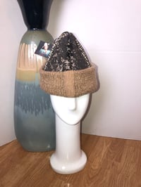 Image 1 of H.O.D. Brown & Tan Velvet Ikat Crown W/ Knitted Tan Brim  