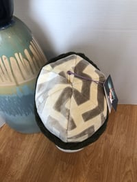 Image 3 of H.O.D. Cream Geometric Woven Velvet W/ Olive Green Cable Knit Brim 