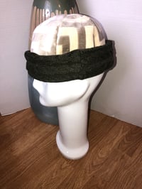 Image 4 of H.O.D. Cream Geometric Woven Velvet W/ Olive Green Cable Knit Brim 