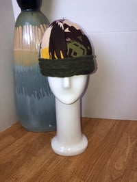 Image 1 of H.O.D.  Brown & Green Aztec Woven Fabric W/ Olive Green Cable Knit Brim
