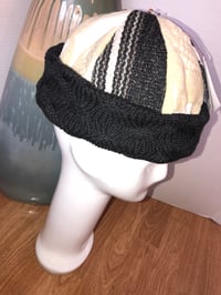 Image 2 of H.O.D. Knitted Brim Hat, Multi Woven Crown W/ Charcoal Heavy Cable Knit Brim    