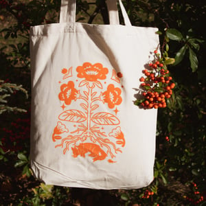 Tote bag with wolf and flower 220 g/m2