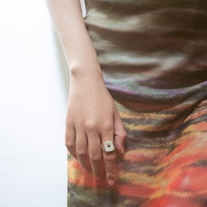 Image of Red Star x Red Garnet rose cut signet silver ring